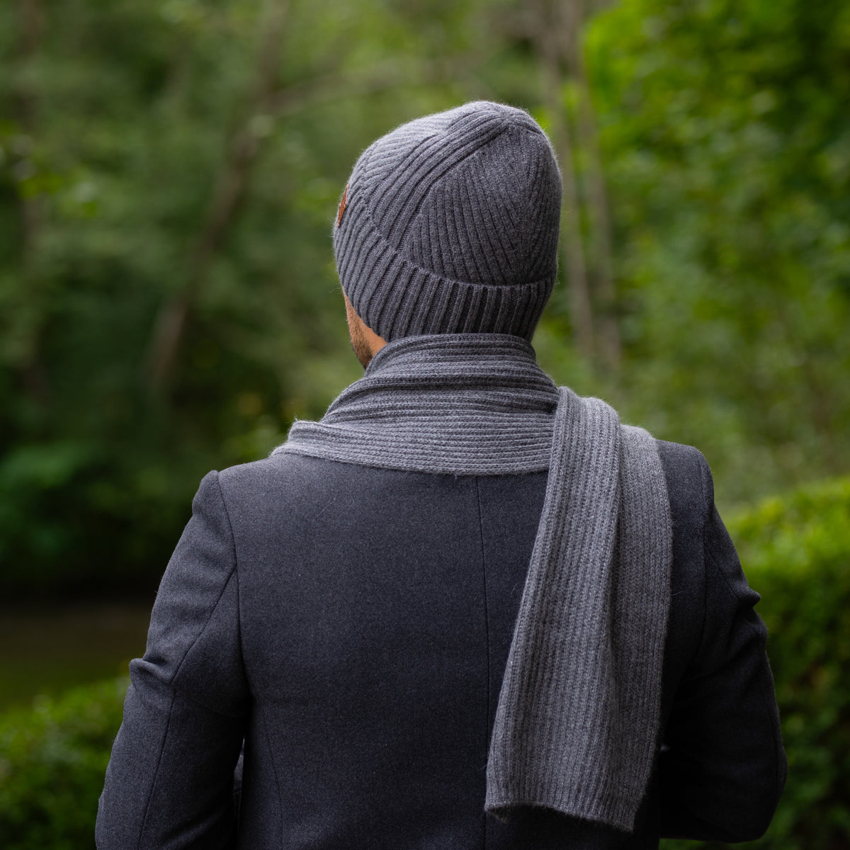 dark grey Satin-Lined Men’s Cashmere Beanie