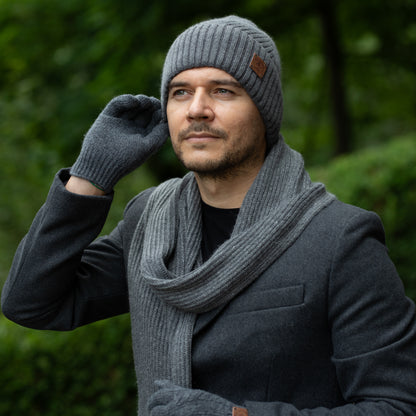 dark grey Satin-Lined Men’s Cashmere Beanie