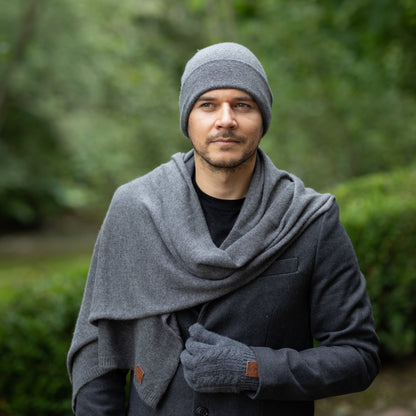 dark grey Long & Wide Cashmere Scarf for Women & Men