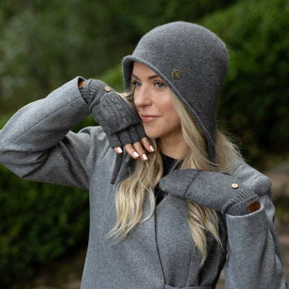dark grey Cashmere Convertible Fingerless Gloves
