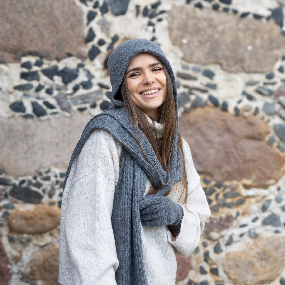 dark grey Long Cashmere Scarf for Women & Men