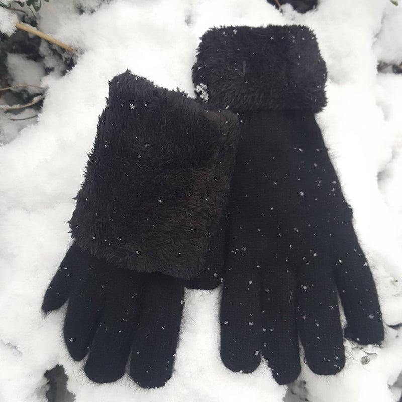 black Angora wool gloves