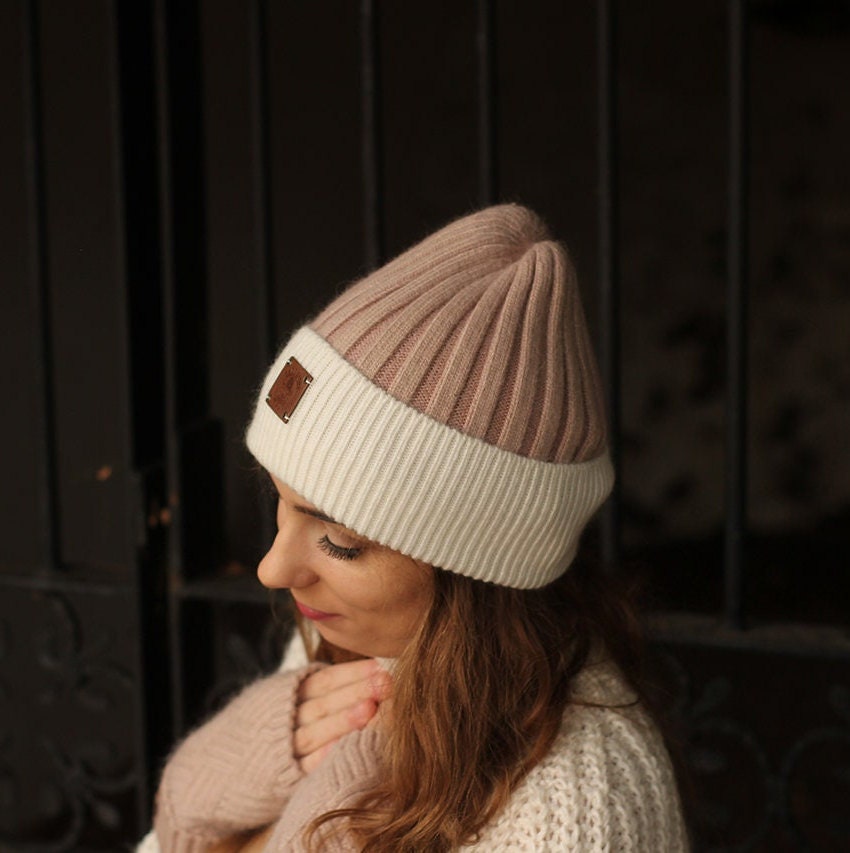 blush Cashmere beanie, womens cashmere hat, warm and soft cashmere beanie, Gift for her