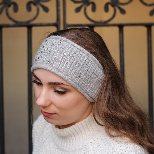 Grey Cashmere headband, soft and cosy warm ear warmer