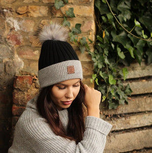 Bonnet luxueux en cachemire avec pompon en fourrure de renard | Bonnet d'hiver en tricot doux et confortable | Cadeau idéal pour les femmes