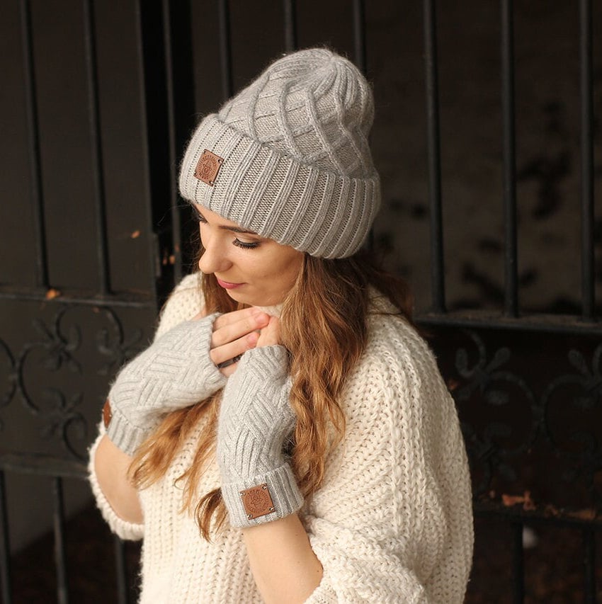 Bonnet d'hiver chaud en cachemire pour femme, Bonnet épais en cachemire pour femme, Bonnet tricoté, Cadeau pour elle