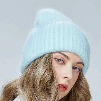 Bonnet tricoté pour femme, bonnet intérieur en coton, bonnet en laine angora, bonnet coupe-vent, cadeau pour elle