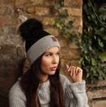 Kaschmir Echtfell Beanie mit abnehmbarer Bommel, Gestrickte Kaschmirmütze, Gemütliche und superweiche Wintermütze für Damen