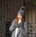 Cashmere faux fur pom pom women's winter hat, Solid colour cashmere beanie, Gift for her.