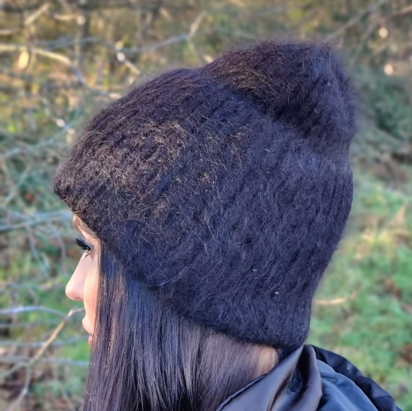 Bonnet tricoté pour femme, bonnet intérieur en coton, bonnet en laine angora, bonnet coupe-vent, cadeau pour elle