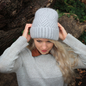 light grey Cashmere beanie, Womens cashmere hat, Warm and soft cashmere beanie hat, Gift for her