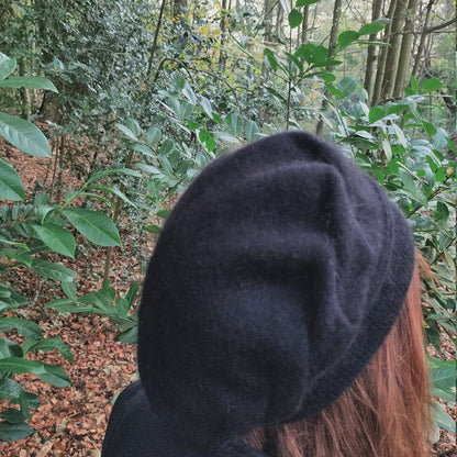 Béret en cachemire et angora double épaisseur pour femme