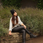 black Angora wool beanie