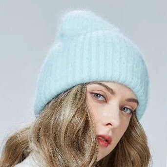 Women's winter angora wool hat, Windproof cotton inner women's warm beanie hat, Gift for her