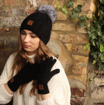 Kaschmir Kunstfell Pom Pom Damen Wintermütze, Warme Damen Beanie, Geschenk für Sie