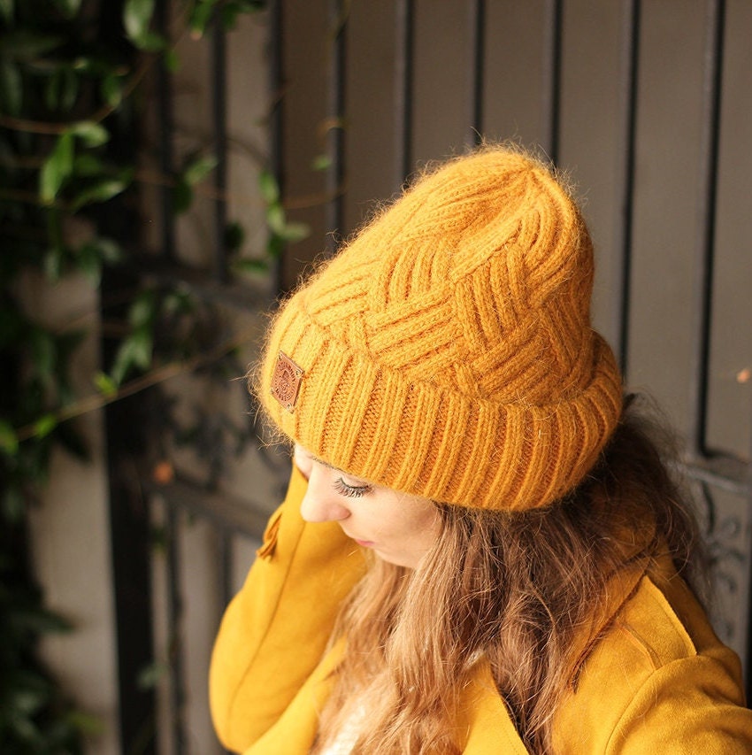 Yellow Luxurious Cashmere Hat | Women's Knit Beanie | Perfect Gift for Her