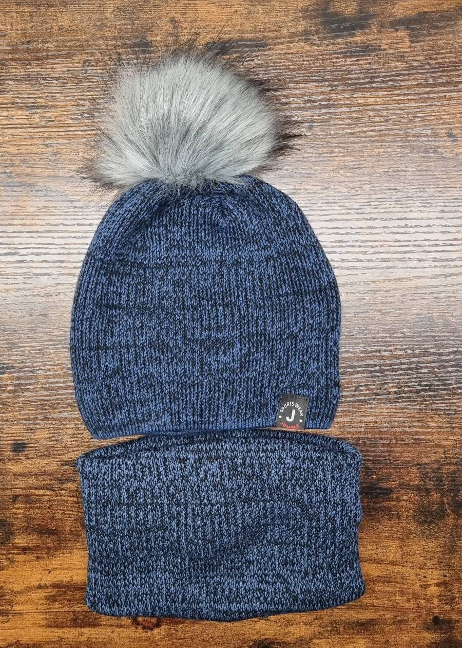 Ensemble bonnet et cache-cou en tricot végétalien pour hommes, ensemble d'hiver épais, ensemble bonnet d'hiver et cache-cou pour hommes et garçons.