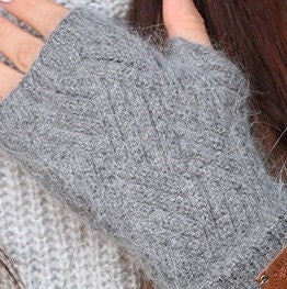 grey Cashmere fingerless gloves for boys, Cashmere slouchy hat for boys, teenager gloves, Gift for boy