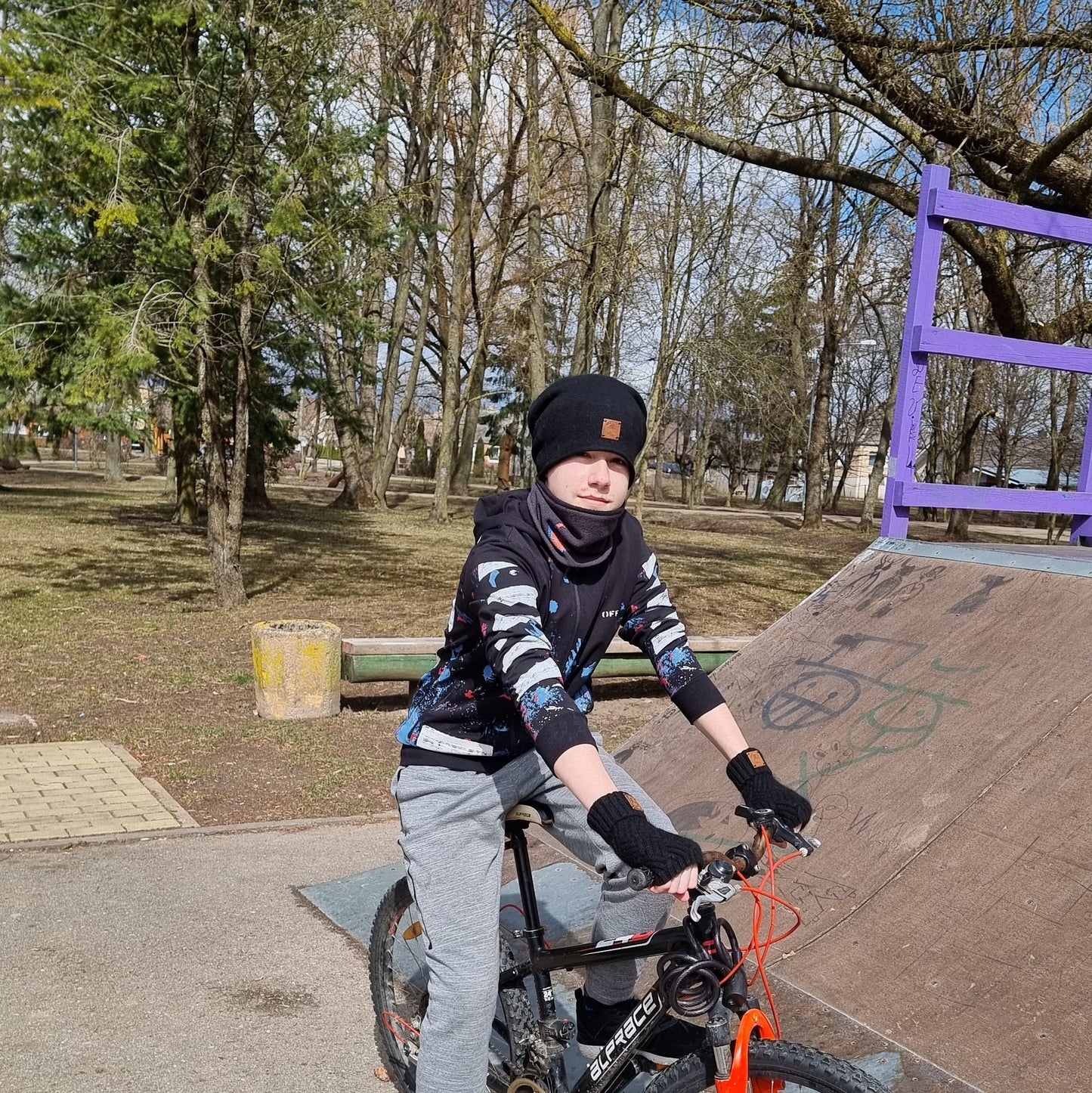 Bonnet en cachemire pour garçon, gants sans doigts en cachemire pour garçon, bonnet et gants pour adolescent