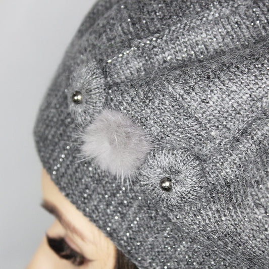 Cashmere beret, Women winter hat, French cashmere beret, Sparkly beret, Gift for her