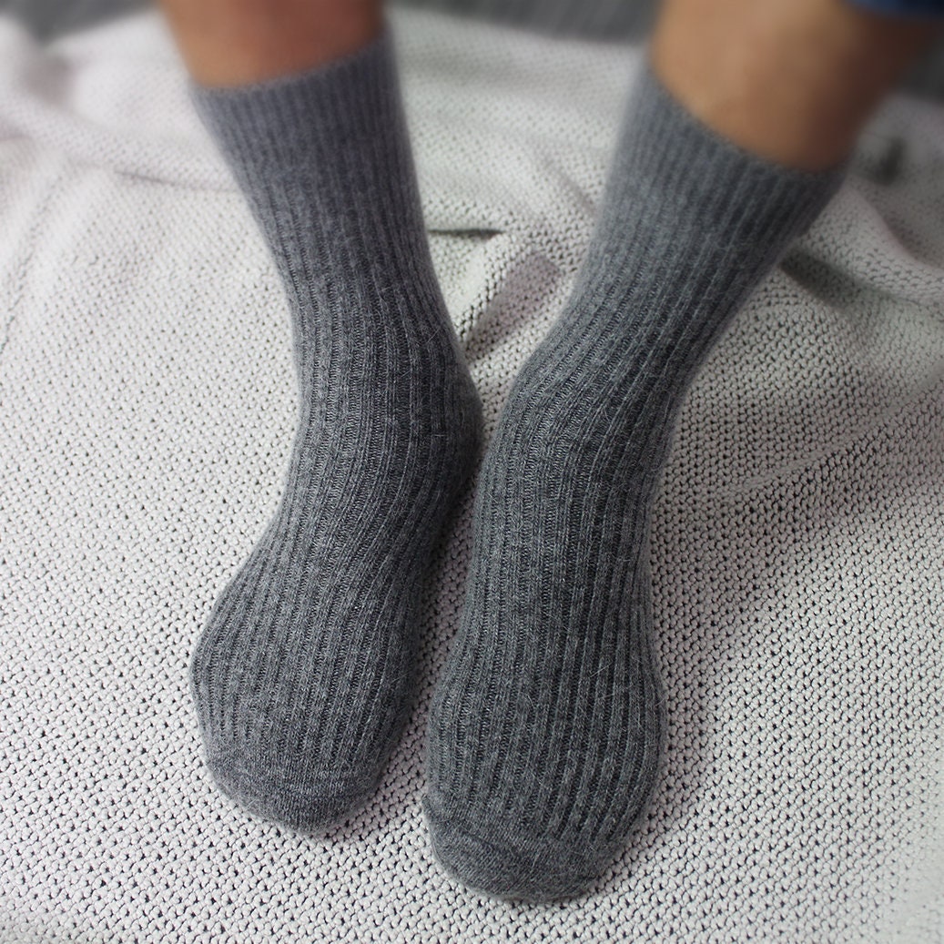 grey Cashmere men's socks, Wool socks, Warm and soft winter men's socks, Gift for him