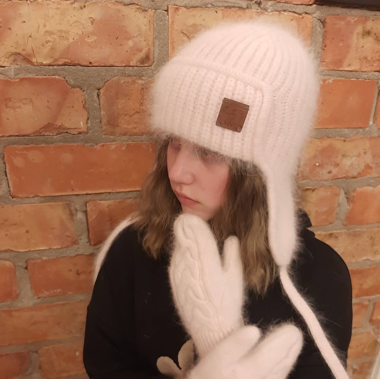 Bonnet cache-oreilles pour fille, Ensemble bonnet et moufles, Bonnet d'hiver pour fille, Cadeau pour elle