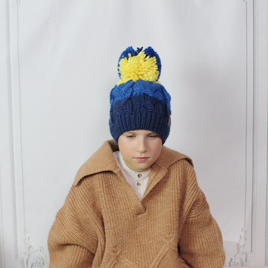 Winter oversized kid's hat, inner fleece lining beanie, windproof hat