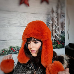 Luxury Faux fur hat, Earflap faux fur hat, Windproof lined warm hat