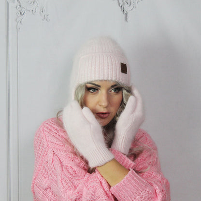 Women earflap hat, Hat and mittens set, Women winter beanie, Gift for her