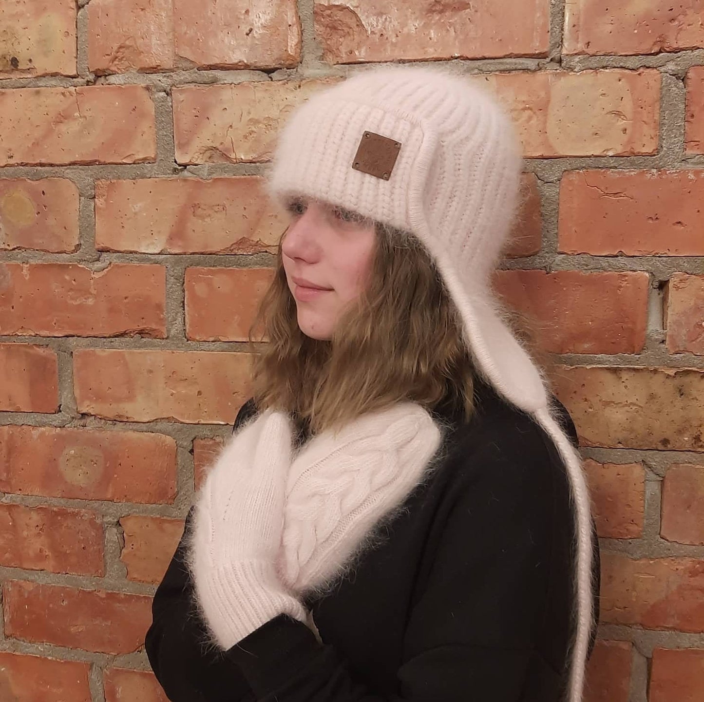 Bonnet cache-oreilles pour fille, Ensemble bonnet et moufles, Bonnet d'hiver pour fille, Cadeau pour elle