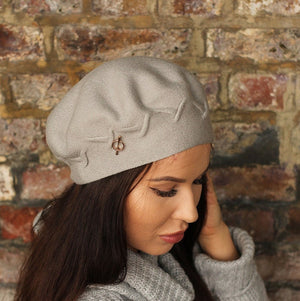 light grey Cashmere beret, Womens winter hat, French beret, Cristmas gift for her