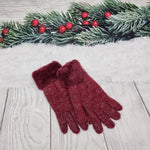 Burgundy Angora wool gloves