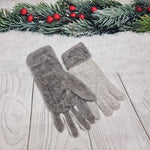 Grey Angora wool gloves