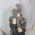 Cashmere hat and fingerless gloves set, Womens winter beanie, Gift for her