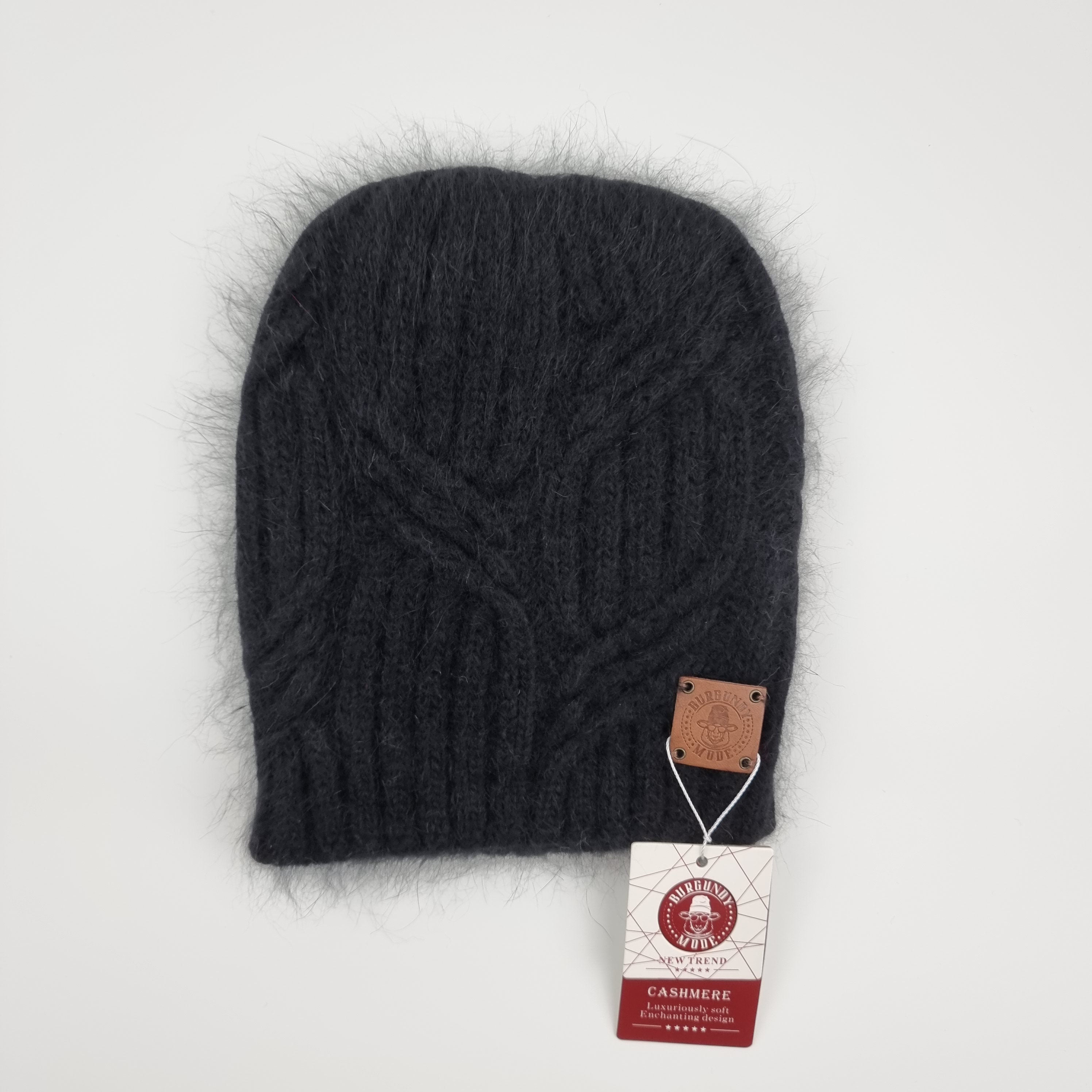 Bonnet d'hiver chaud en cachemire pour femme | Bonnet épais en tricot de cachemire double épaisseur pour femme | Bonnet d'hiver chaud en laine angora pour femme | Cadeau pour elle