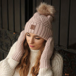 Warm Cashmere Women's Beanie with Faux Fur Pom Pom – Soft Winter Hat, Perfect Gift for Her