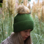 Cashmere Silk Lined Women's Pom Pom hat, Winter Windproof beanie, Great for thick, Curly, Frizz-free hair, Gift for her