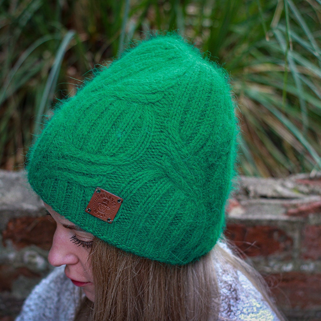 Bonnet d'hiver chaud en cachemire pour femme | Bonnet épais en tricot de cachemire double épaisseur pour femme | Bonnet d'hiver chaud en laine angora pour femme | Cadeau pour elle