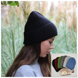 Cashmere Silk Lined Knit Beanie: Unisex Winter Windproof Hat, Great for thick, Curly, Frizz-free hair