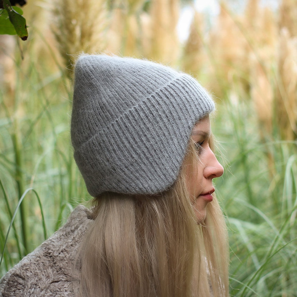 Grey Unisex earflap hat, Women woollen winter beanie, Gift for her