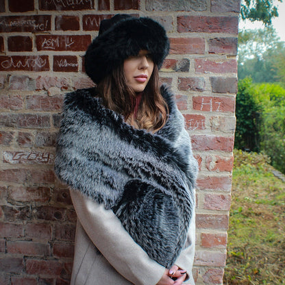 Faux Fur Wrap Bridal Shawl in Beige, Blue, Black | Faux Fur Stole