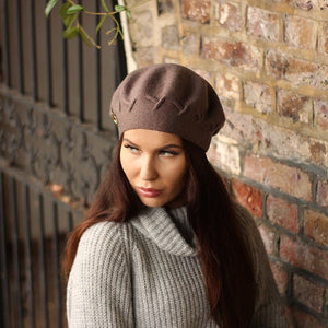 Brown Women's cashmere beret, Women's winter hat, French cashmere beret, Gift for her