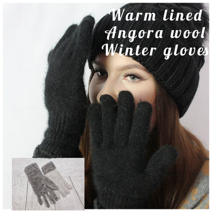 Gants en laine angora luxueusement chauds – Épais et doublés, essentiels d’hiver pour femme, cadeau pour elle