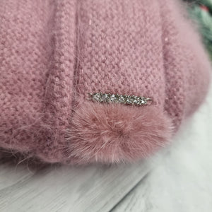 Bonnet en laine angora pour femme, Bonnet d'hiver chaud double couche, Cadeau pour maman, Cadeau pour grand-mère