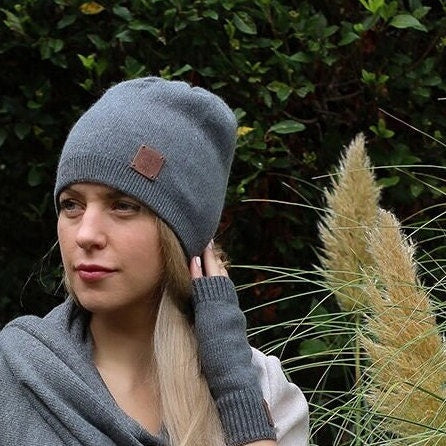 Cashmere hat, Women winter double layer beanie, Gift for her