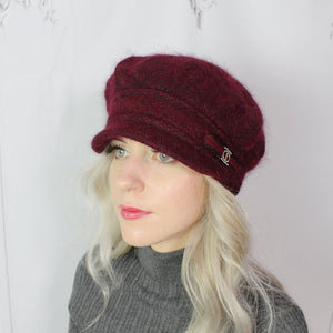 Women's winter cashmere peak hat, Chunky angora wool double layer hat, Gift for her