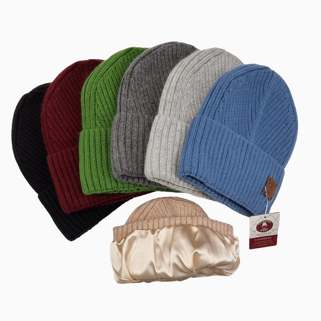 Cashmere Silk Lined Women's hat, Winter Windproof beanie, Great for thick, Curly, Frizz-free hair, Gift for her