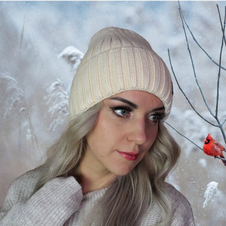 Cashmere Silk Lined Women's hat, Winter Windproof beanie, Great for thick, Curly, Frizz-free hair, Gift for her