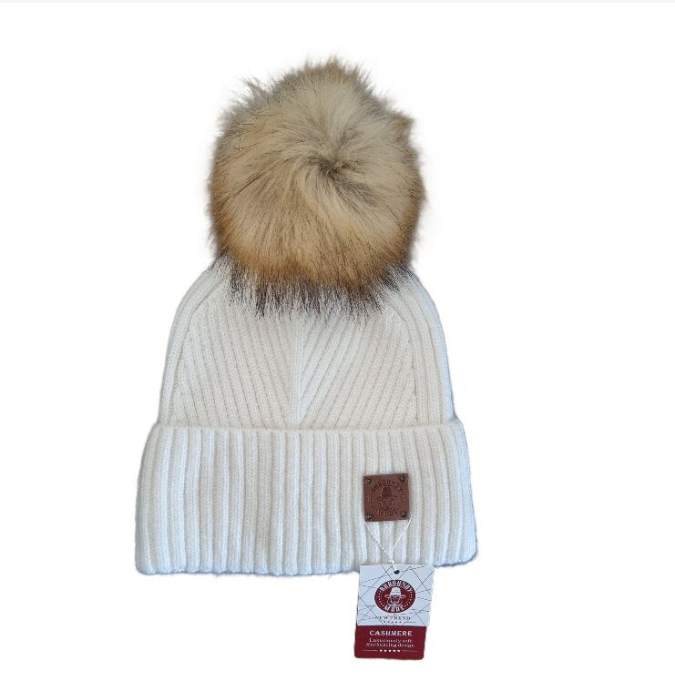 Bonnet à pompon doublé de soie et de cachemire pour femme, bonnet coupe-vent d'hiver, idéal pour les cheveux épais, bouclés et sans frisottis, cadeau pour elle