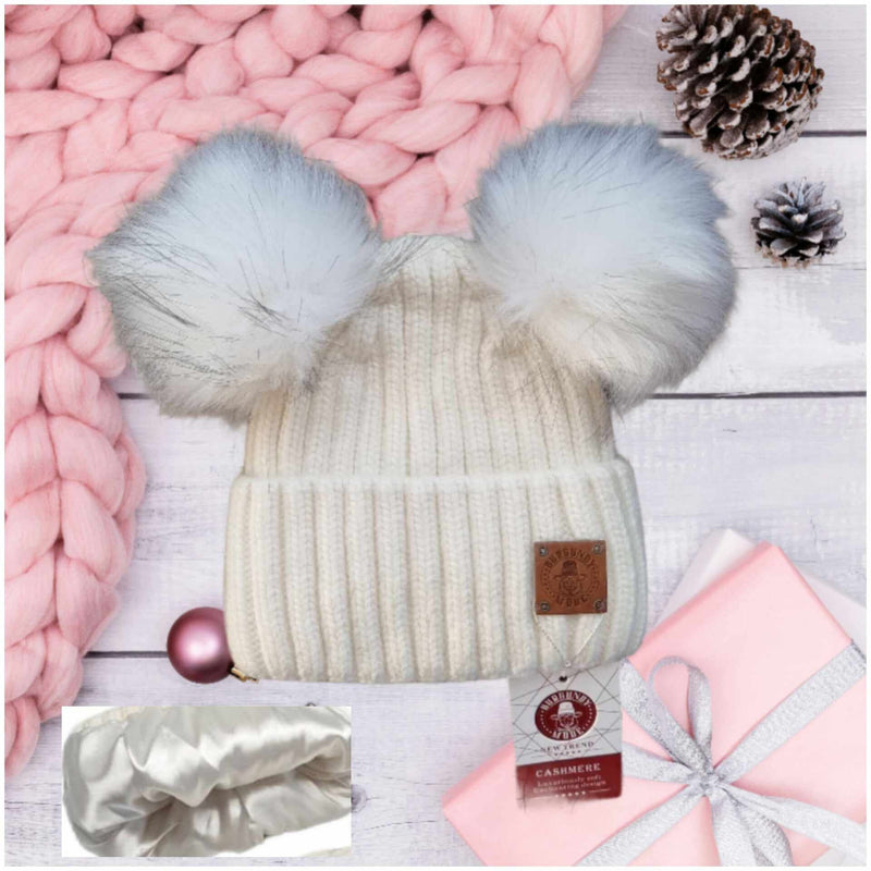 Wintermütze aus Kaschmir und Seide für Kleinkinder, Kindermütze mit Pom Pom, Geschenk für Kleinkinder, Geschenk für Kinder